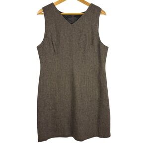 VTG LL Bean Women Sleeveless Wool Sheath Midi Dress Sz 12P USA Business‎ Tweed